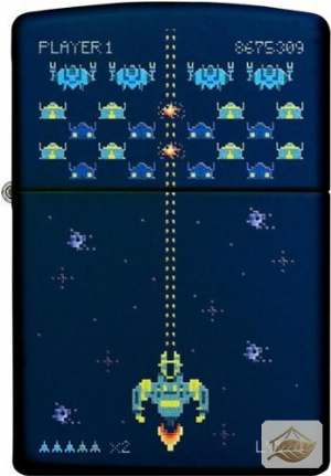 Zippo Pixel Game Feuerzeug, Retro-Gaming-Optik Marineblau