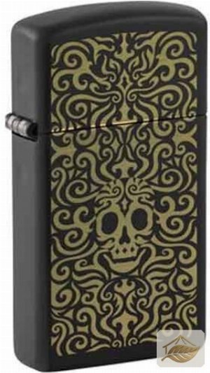 Zippo Slim Skull Feuerzeug, schmale Bauform