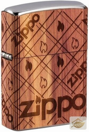 Zippo Woodchuck Cedar Wrap Benzinfeuerzeug, Street Chrome