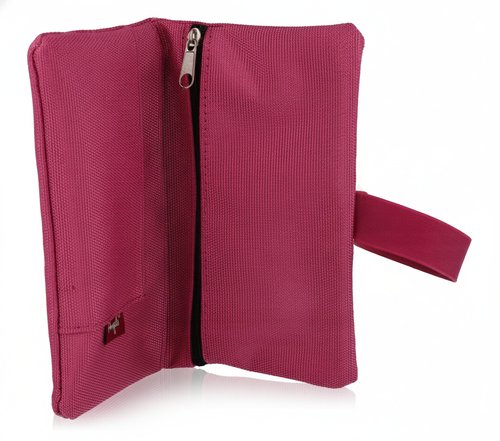 Angelo Nylon-Drehertasche Pink – Feinschnittbeutel mit Reißverschlussfach
