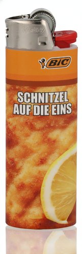 BIC Maxi Feuerzeug – Fast Food Edition „Schnitzel auf die Eins