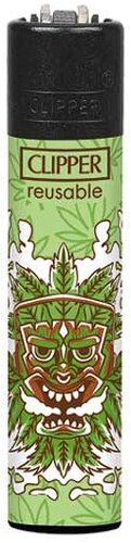 Clipper Gasfeuerzeug „Tiki Mask – Hanfblatt-Maske