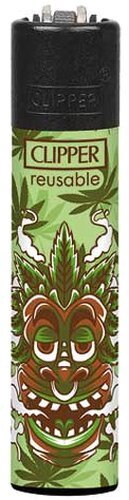 Clipper Tiki Mask Hanfblatt-Design – Nachfüllbares Gasfeuerzeug (2 von 4)