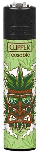 Clipper Nachfüllfeuerzeug – Tiki Mask Hanfblatt-Edition (3v4)