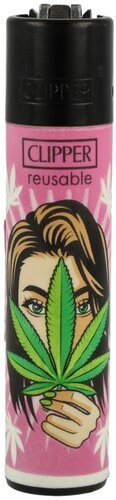 Clipper Girly Edition Feuerzeug – Hanfblatt-Motiv (3v4)