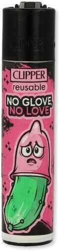 Clipper Feuerzeug – „No Glove, No Love