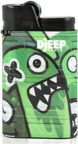 Djeep Paris Graffiti Gasfeuerzeug – Monster-Motiv in Grün