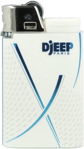 Djeep Paris World X White Gasfeuerzeug – Blau/Weiß Streifen-Design