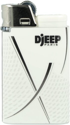 Djeep Paris World X White Gasfeuerzeug – Streifen-Design in Dunkelgrau/Weiß (Nr. 2)
