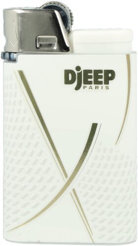 Djeep Paris World X White Gasfeuerzeug – Design Nr. 4 in Weiß & Gold