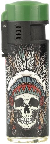 Prof Jet-Blueflame Gasfeuerzeug „Feather & Skull
