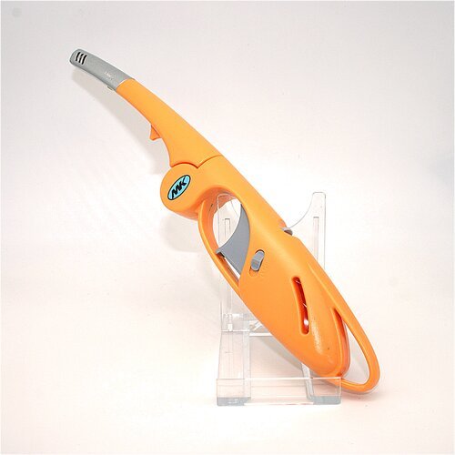 Stabfeuerzeug mit Turbo-Jetflamme – Orange/Silber, faltbar