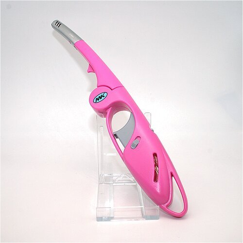 Stabfeuerzeug mit Turbo-Jetflamme – Pink/Silber, faltbar
