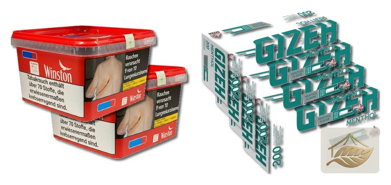 Winston Rot Set mit Gizeh Menthol Filterhülsen