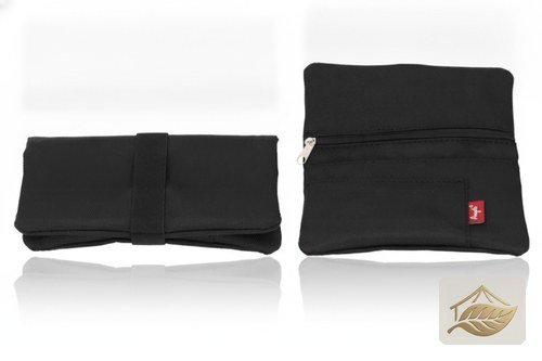 Angelo Nylon-Drehertasche Schwarz – Feinschnittbeutel mit Zubehörfächern