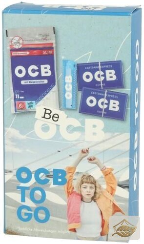 OCB To Go Dreherbox Blau mit Filtern und Feuerzeug