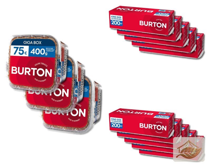 Burton Rot Volumentabak-Set mit Burton Filterhülsen