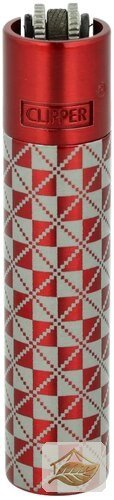 Clipper Metall British, Karo-Design in Rot