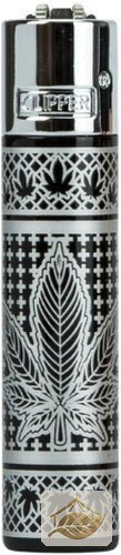Clipper Metallfeuerzeug Good Grass, Schwarz mit Hanfblatt