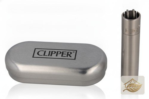 Clipper Metallfeuerzeug Silber-Matt im Etui