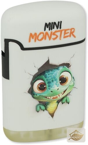 Easy Torch Mini Monster Feuerzeug, Weiß mit Dino-Print