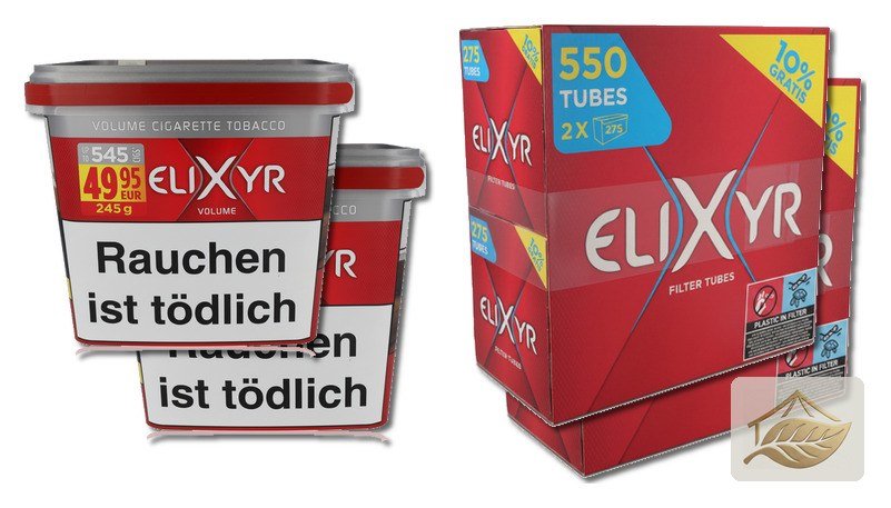 Elixyr Rot Volumentabak-Set mit Elixyr Filterhülsen