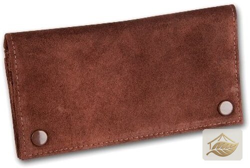 Weiche Wildleder-Tabaktasche in Braun mit Zippfächern