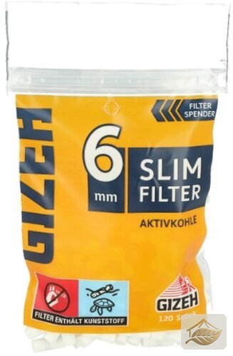 Gizeh Slim Aktivkohlefilter, 6 mm Eindrehfilter