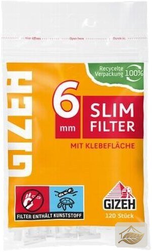 Gizeh Slim Eindrehfilter 6 mm mit Klebefläche