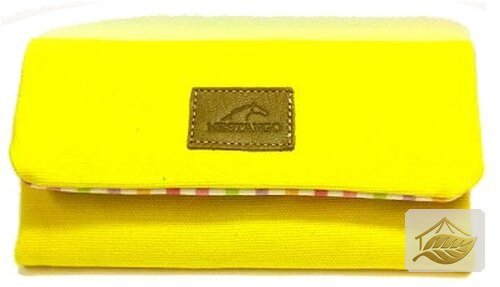 Mestango Dreher-Tasche Baumwolle Gelb mit Leder-Emblem