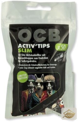 OCB Activ Tips Slim 7mm Aktivkohle, Lama-und-Schafe-Edition
