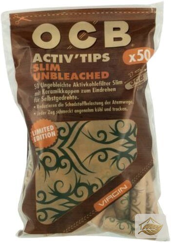 OCB Activ Tips Slim Unbleached Aktivkohlefilter 7 mm