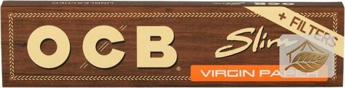 OCB Unbleached Slim Virgin Papers mit Tips
