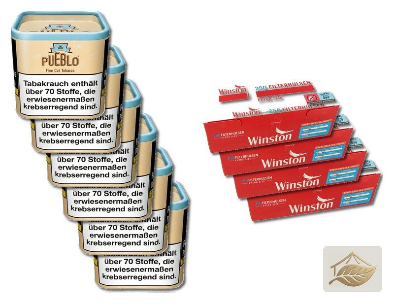 Pueblo Naturtabak-Set mit Winston Red Extra Hülsen