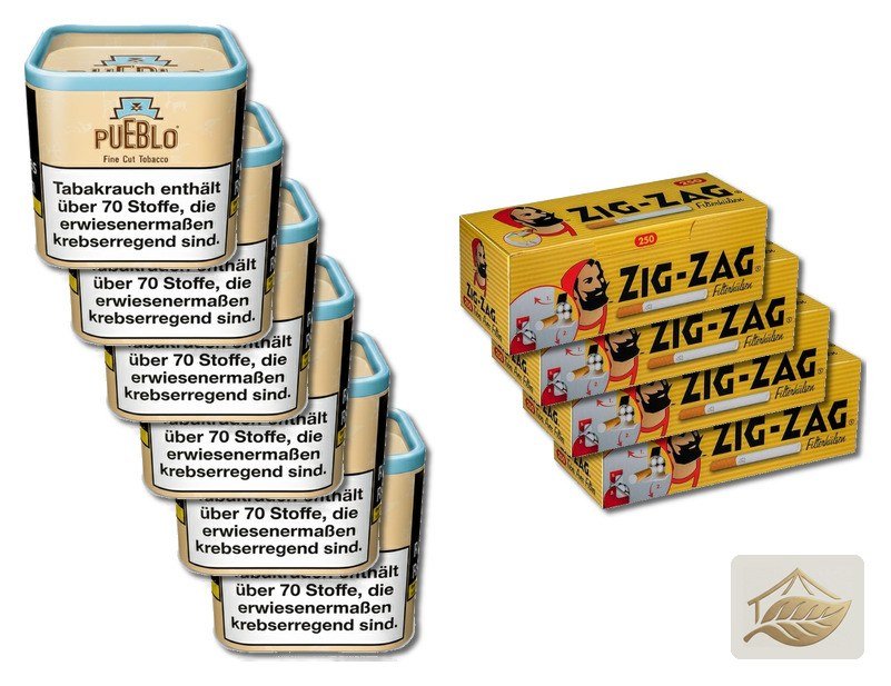 Pueblo Naturtabak-Set mit Zig-Zag Filterhülsen