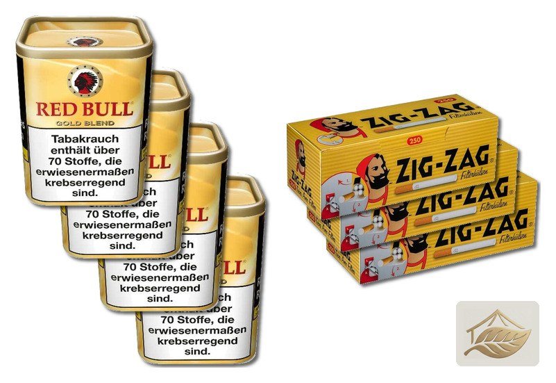 Red Bull Gold Feinschnitt mit Zig Zag Filterhülsen