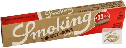 Smoking Thinnest Brown ultradünne King-Size-Papers mit Tips