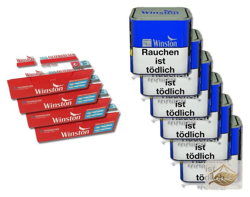 Winston Blau Stopftabak-Set mit Winston Red Extra Hülsen