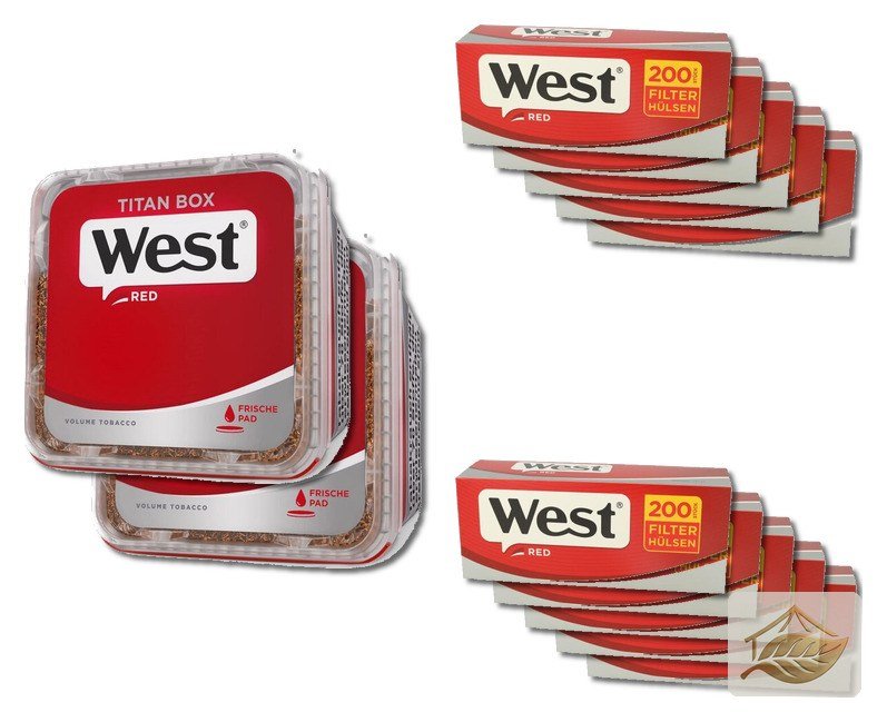 West Red Volumentabak-Set mit West Filterhülsen