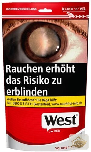 West Red Original Volumentabak, wiederverschließbar