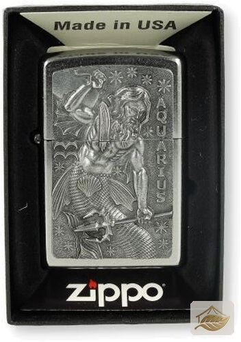 Zippo Street Chrome Feuerzeug, Wassermann-Motiv (Aquarius)