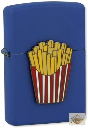 Zippo Foodie Fries Benzinfeuerzeug, Pommes-Emblem Royal Blue