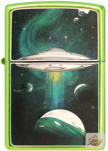 Zippo Ufo-Feuerzeug, Weltall-Motiv in Grün