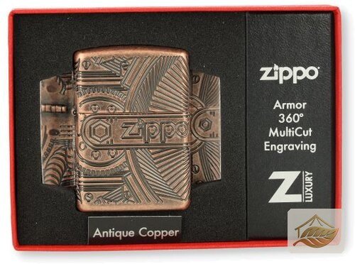 Zippo Armor Case Feuerzeug, Gears Deep Carve MultiCut, Kupfer-Optik
