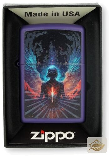Zippo Engel-Motiv Feuerzeug, Purple Matte mit Schwarzlicht-Effekt