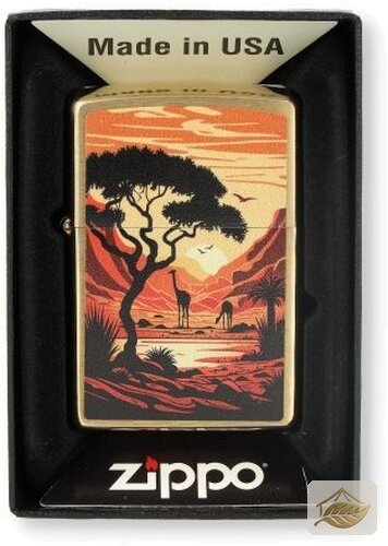 Zippo Giraffen-Feuerzeug Safari-Motiv, Messing gebürstet