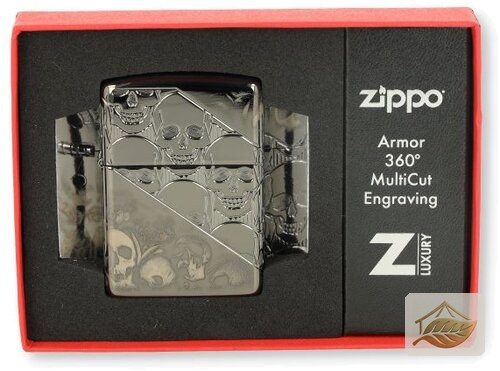 Zippo Armor Case Feuerzeug, Totenköpfe im Foto-Motiv