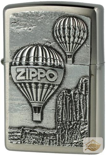 Zippo Heißluftballon-Feuerzeug mit Plakette, Chrom