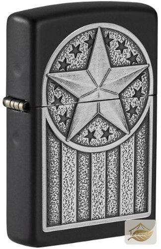 Zippo American Metal Emblem, Schwarz Matt/Grau