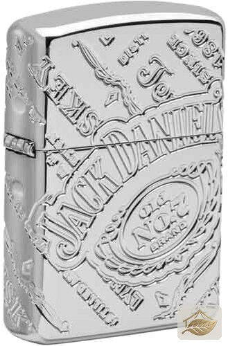 Zippo Armor Case Jack Daniel's, tiefgraviertes Chrom-Feuerzeug